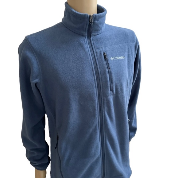 COLUMBIA Mens Full Zip YKK Blue Fleece Jacket Sweater Medium M - Picture 6 of 7